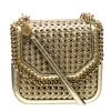 Stella McCartney Metallic Gold Wicker Faux Leather Medium Falabella Box Shoulder Bag For Women