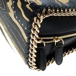 Stella McCartney Black Leather Tiny Hawallan Embroidered Top Handle Shoulder Bag For Women -Stella McCartney Sales luxury women stella mccartney new handbags p168009 003