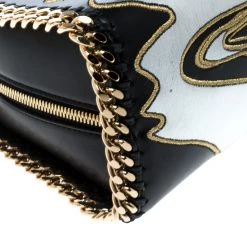 Stella McCartney Black Leather Tiny Hawallan Embroidered Top Handle Shoulder Bag For Women -Stella McCartney Sales luxury women stella mccartney new handbags p168009 004