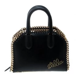 Stella McCartney Black Leather Tiny Hawallan Embroidered Top Handle Shoulder Bag For Women -Stella McCartney Sales luxury women stella mccartney new handbags p168009 006