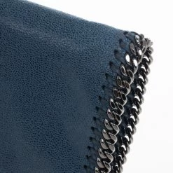 Stella McCartney Blue Falabella Shaggy Deer Foldover Clutch For Women -Stella McCartney Sales luxury women stella mccartney new handbags p17845 013