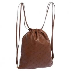 Stella McCartney Camel Logo Perforated Faux Leather Drawstring Backpack For Women -Stella McCartney Sales luxury women stella mccartney new handbags p320191 003