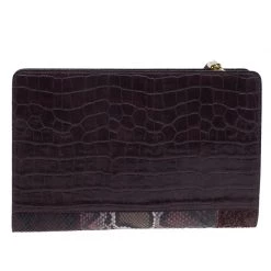Stella McCartney Burgundy Embossed Patchwork Clutch For Women -Stella McCartney Sales luxury women stella mccartney new handbags p385 004
