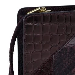 Stella McCartney Burgundy Embossed Patchwork Clutch For Women -Stella McCartney Sales luxury women stella mccartney new handbags p385 006