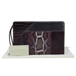 Stella McCartney Burgundy Embossed Patchwork Clutch For Women -Stella McCartney Sales luxury women stella mccartney new handbags p385 014