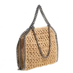 Stella Mccartney Beige Raffia Mini Falabella Tote For Women -Stella McCartney Sales luxury women stella mccartney new handbags p427309 005