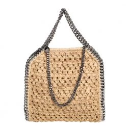 Stella Mccartney Beige Raffia Mini Falabella Tote For Women
