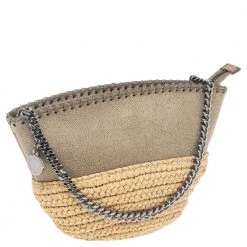 Stella McCartney Beige Faux Suede And Raffia Mini Falabella Shoulder Bag For Women -Stella McCartney Sales luxury women stella mccartney new handbags p537090 011