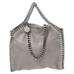 Stella McCartney Grey Faux Leather Tiny Falabella Crossbody Bag For Women