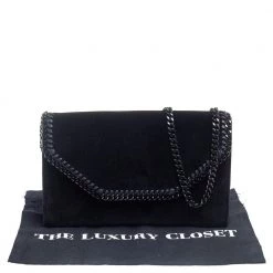 Stella McCartney Black Velvet Falabella Flap Shoulder Bag For Women -Stella McCartney Sales luxury women stella mccartney new handbags p561595 004
