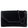 Stella McCartney Black Velvet Falabella Flap Shoulder Bag For Women 1 Stella McCartney Black Velvet Falabella Flap Shoulder Bag For Women -Stella McCartney Sales luxury women stella mccartney new handbags p561595 005