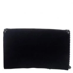 Stella McCartney Black Velvet Falabella Flap Shoulder Bag For Women -Stella McCartney Sales luxury women stella mccartney new handbags p561595 008