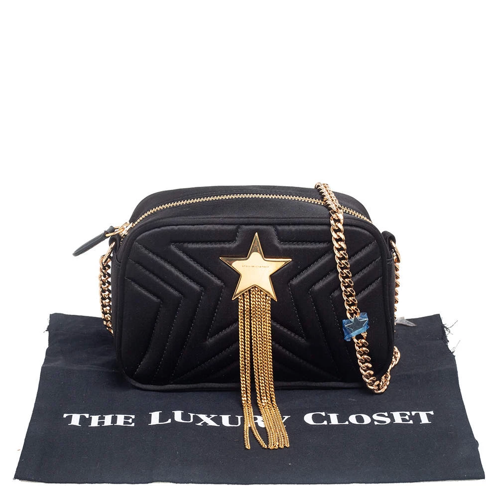 Stella McCartney Black Quilted Satin Stella Star Crossbody Bag For Women 11 Stella McCartney Black Quilted Satin Stella Star Crossbody Bag For Women - Image 9