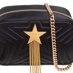 Stella McCartney Black Quilted Satin Stella Star Crossbody Bag For Women 17 Stella McCartney Black Quilted Satin Stella Star Crossbody Bag For Women -Stella McCartney Sales luxury women stella mccartney new handbags p561599 006