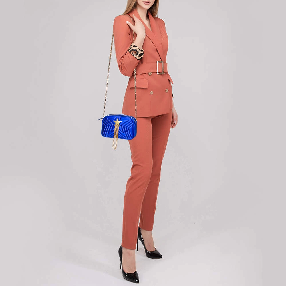 Stella McCartney Blue Quilted Satin Stella Star Crossbody Bag For Women 4 Stella McCartney Blue Quilted Satin Stella Star Crossbody Bag For Women - Image 2
