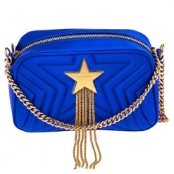 Stella McCartney Blue Quilted Satin Stella Star Crossbody Bag For Women