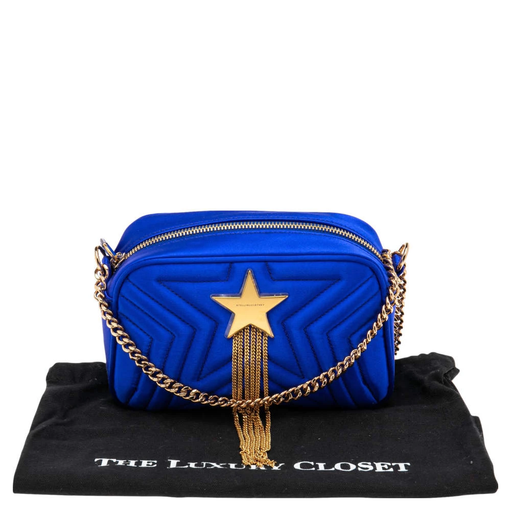Stella McCartney Blue Quilted Satin Stella Star Crossbody Bag For Women 11 Stella McCartney Blue Quilted Satin Stella Star Crossbody Bag For Women - Image 9