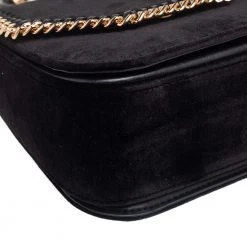 Stella McCartney Black Velvet Falabella Box Shoulder Bag For Women -Stella McCartney Sales luxury women stella mccartney new handbags p561609 004