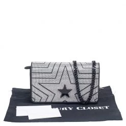 Stella McCartney Black Quilted Velvet Studded Stella Star Crossbody Bag For Women -Stella McCartney Sales luxury women stella mccartney new handbags p561612 004