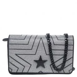 Stella McCartney Black Quilted Velvet Studded Stella Star Crossbody Bag For Women