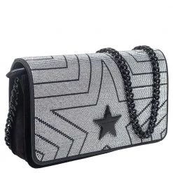 Stella McCartney Black Quilted Velvet Studded Stella Star Crossbody Bag For Women -Stella McCartney Sales luxury women stella mccartney new handbags p561612 007