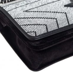 Stella McCartney Black Quilted Velvet Studded Stella Star Crossbody Bag For Women -Stella McCartney Sales luxury women stella mccartney new handbags p561612 010