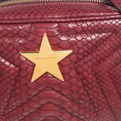Stella McCartney Burgundy Python Embossed Faux Leather Star Crossbody Bag For Women -Stella McCartney Sales luxury women stella mccartney new handbags p561618 006