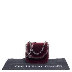 Stella McCartney Burgundy Velvet Falabella Box Shoulder Bag For Women -Stella McCartney Sales luxury women stella mccartney new handbags p561621 005