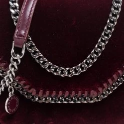 Stella McCartney Burgundy Velvet Falabella Box Shoulder Bag For Women -Stella McCartney Sales luxury women stella mccartney new handbags p561621 007