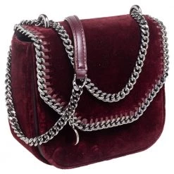 Stella McCartney Burgundy Velvet Falabella Box Shoulder Bag For Women -Stella McCartney Sales luxury women stella mccartney new handbags p561621 008