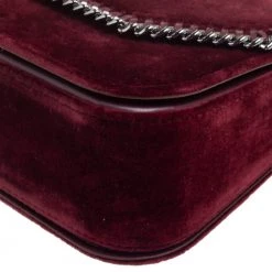 Stella McCartney Burgundy Velvet Falabella Box Shoulder Bag For Women -Stella McCartney Sales luxury women stella mccartney new handbags p561621 012