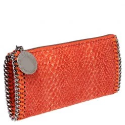 Stella McCartney Orange Faux Python Leather Zip Wallet For Women -Stella McCartney Sales luxury women stella mccartney new handbags p561624 007