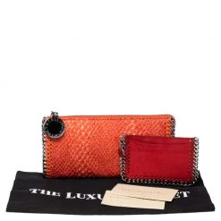 Stella McCartney Orange Faux Python Leather Zip Wallet For Women -Stella McCartney Sales luxury women stella mccartney new handbags p561624 009