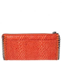 Stella McCartney Orange Faux Python Leather Zip Wallet For Women -Stella McCartney Sales luxury women stella mccartney new handbags p561624 010