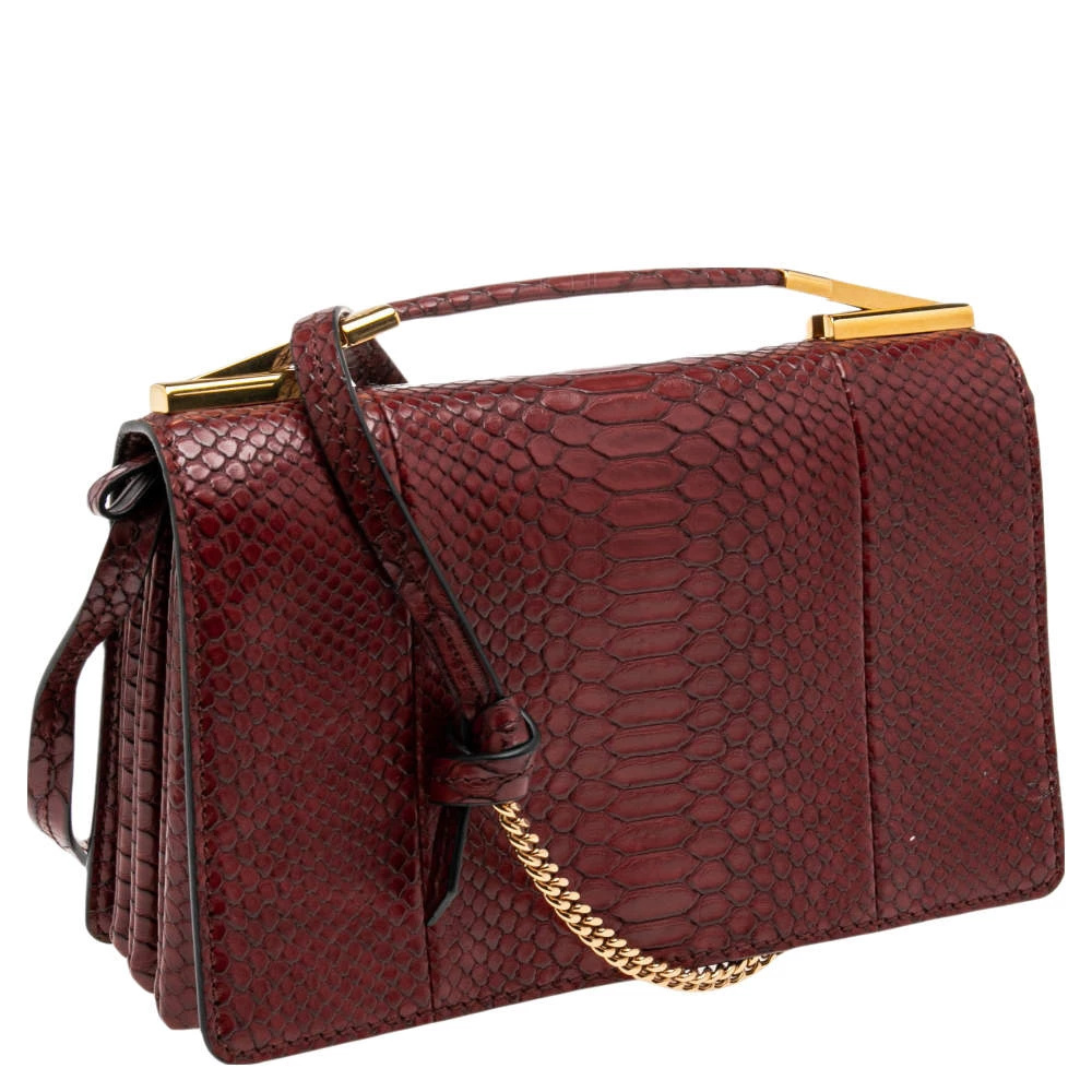 Stella McCartney Burgundy Python Faux Leather Clutch For Women 5 Stella McCartney Burgundy Python Faux Leather Clutch For Women - Image 3