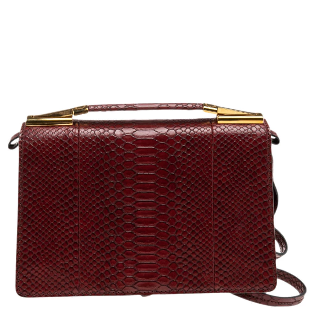 Stella McCartney Burgundy Python Faux Leather Clutch For Women 6 Stella McCartney Burgundy Python Faux Leather Clutch For Women - Image 4