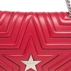 Stella McCartney Red Faux Leather Stella Star Crossbody Bag For Women -Stella McCartney Sales luxury women stella mccartney new handbags p561716 008