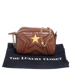 Stella McCartney Brown Quilted Leather Stella Star Crossbody Bag For Women -Stella McCartney Sales luxury women stella mccartney new handbags p561717 008