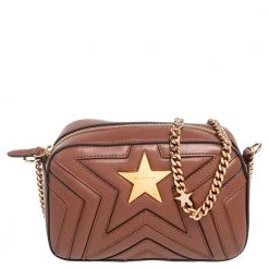 Stella McCartney Brown Quilted Leather Stella Star Crossbody Bag For Women