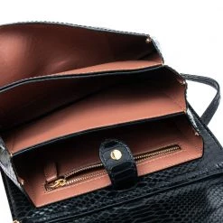 Stella McCartney Black Python Faux Leather Small Flo Shoulder Bag For Women -Stella McCartney Sales luxury women stella mccartney new handbags p561721 003