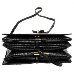Stella McCartney Black Python Faux Leather Small Flo Shoulder Bag For Women -Stella McCartney Sales luxury women stella mccartney new handbags p561721 006