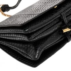 Stella McCartney Black Python Faux Leather Small Flo Shoulder Bag For Women -Stella McCartney Sales luxury women stella mccartney new handbags p561721 007