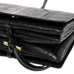 Stella McCartney Black Python Faux Leather Small Flo Shoulder Bag For Women -Stella McCartney Sales luxury women stella mccartney new handbags p561721 008
