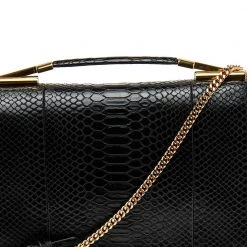 Stella McCartney Black Python Faux Leather Small Flo Shoulder Bag For Women -Stella McCartney Sales luxury women stella mccartney new handbags p561721 009