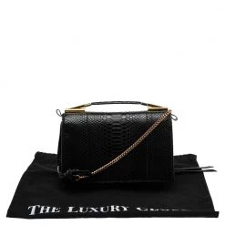 Stella McCartney Black Python Faux Leather Small Flo Shoulder Bag For Women -Stella McCartney Sales luxury women stella mccartney new handbags p561721 011