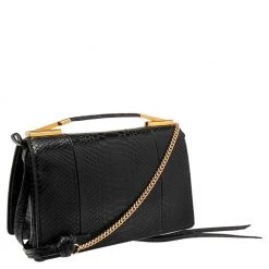 Stella McCartney Black Python Faux Leather Small Flo Shoulder Bag For Women -Stella McCartney Sales luxury women stella mccartney new handbags p561721 012