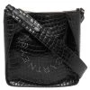 Stella McCartney Black Crocodile Embossed Faux Leather Logo Shoulder Bag For Women -Stella McCartney Sales luxury women stella mccartney new handbags p586815 007