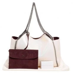 Stella McCartney White Iridescent Faux-Leather Reversible Tote For Women -Stella McCartney Sales luxury women stella mccartney new handbags p595734 003