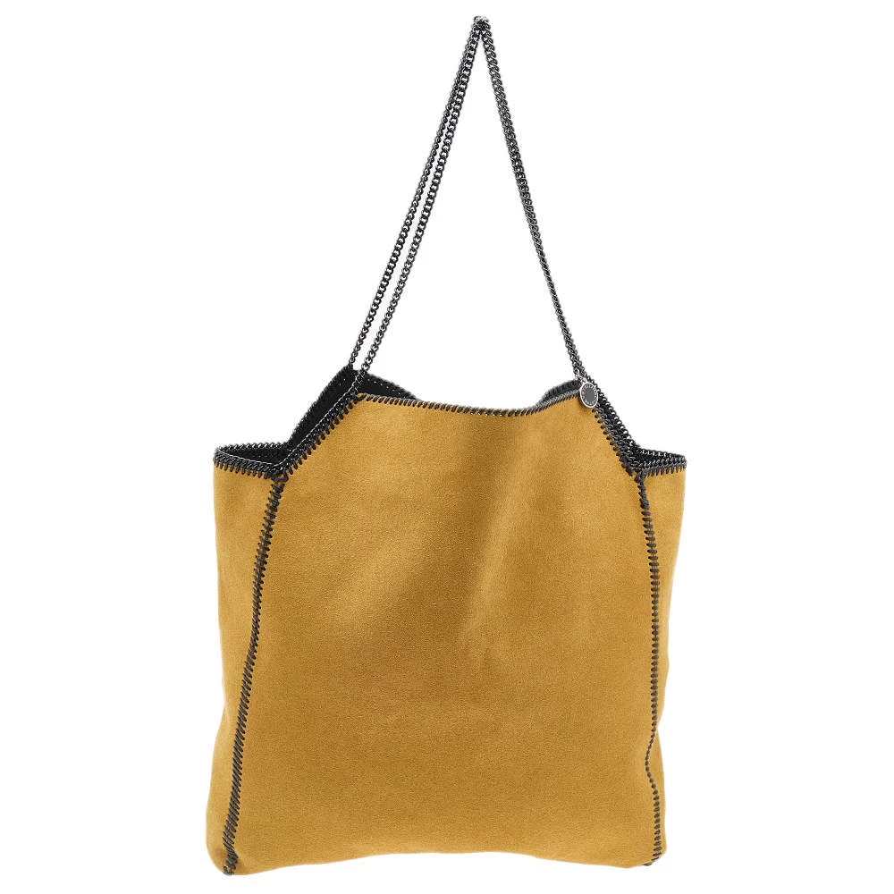 Stella McCartney Mustard/Black Faux Suede And Faux Leather Falabella Reversible Tote For Women 3 Stella McCartney Mustard/Black Faux Suede And Faux Leather Falabella Reversible Tote For Women