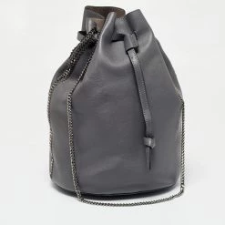 Stella McCartney Grey Faux Leather Falabella Bucket Bag For Women -Stella McCartney Sales luxury women stella mccartney new handbags p635013 005